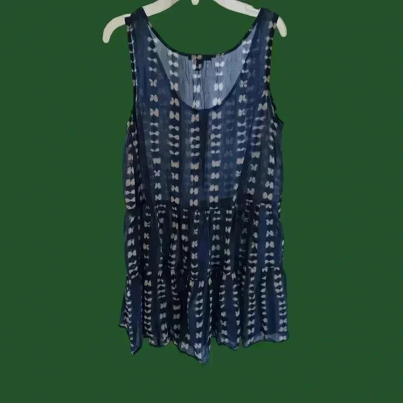 J.Crew gauzy tiered dress coastal boho size mediun blue color - Picture 2 of 8